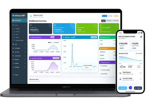 Milaan ERP Dashboard Interface
