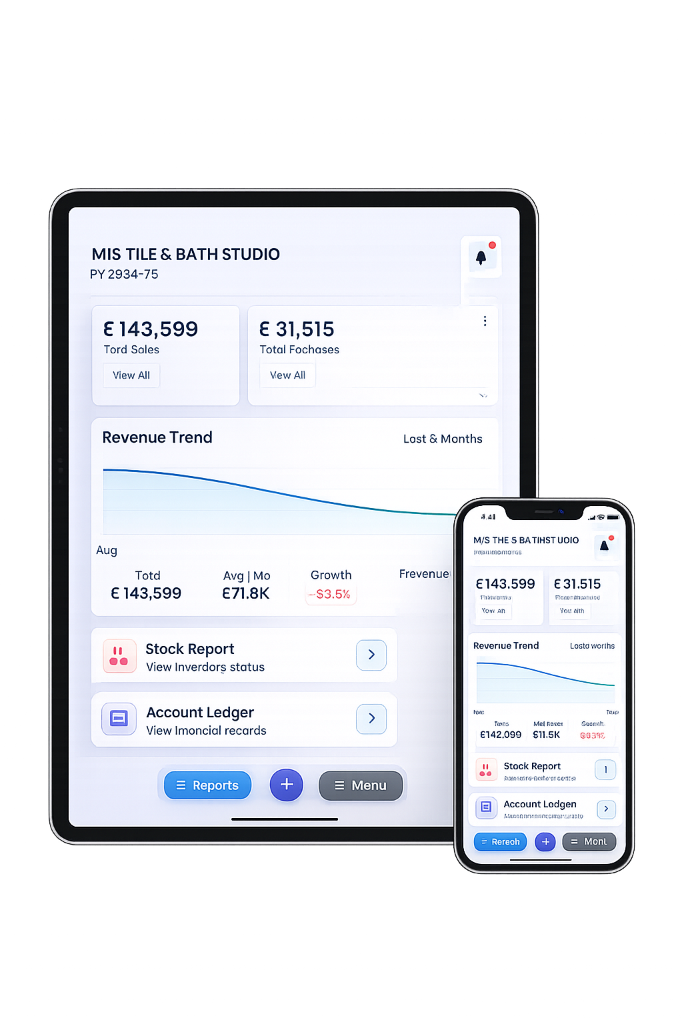 Milaan ERP on Tablet and Mobile